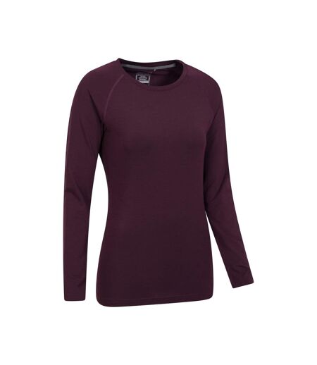 Womens/ladies Quick Dry Long-sleeved Top Dark Purple Mountain Warehouse