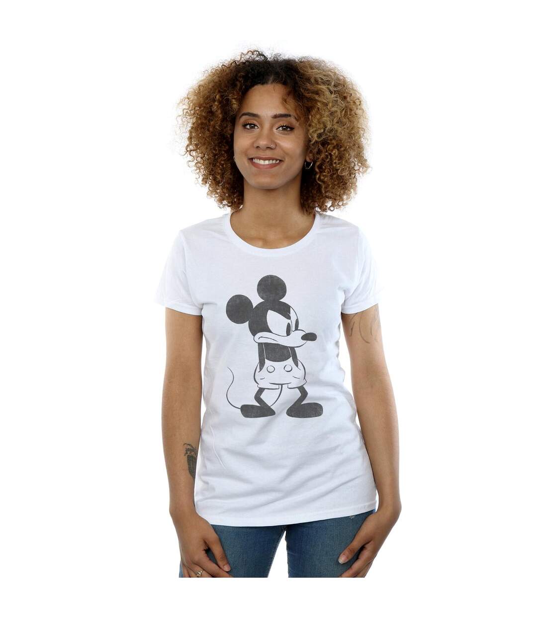 Disney T-shirt en coton Mickey Mouse en colère - Femmes/Ladies (Blanc) - UTBI31007-2