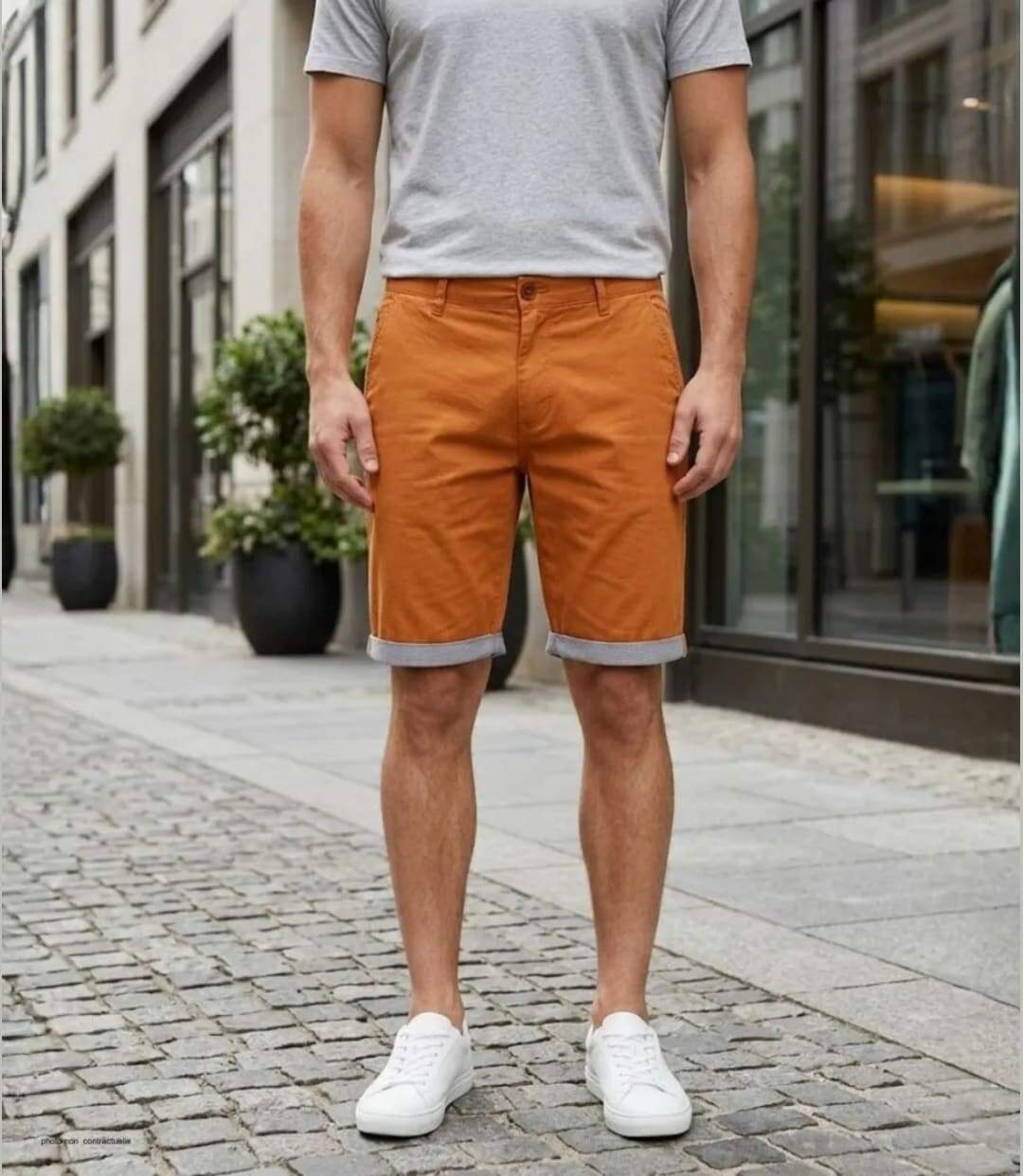 Bermuda uni avec revers CHALLENGER IBIZA2 : le short 100% coton au style estival affirmé-5