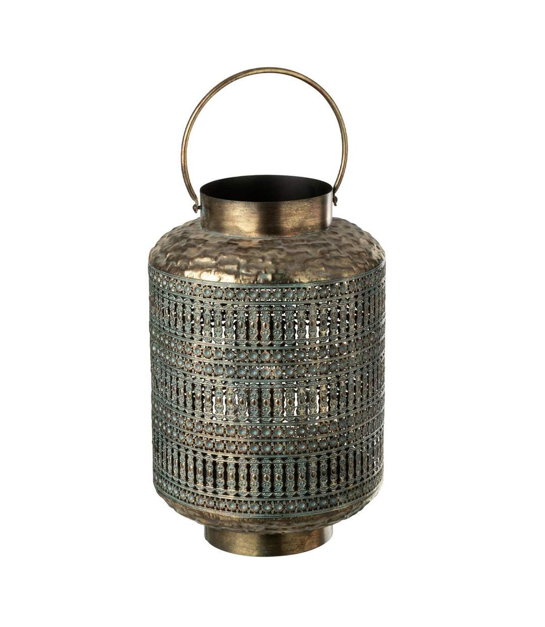 Lanterne Cylindrique en Métal Antique 44cm Bronze-1