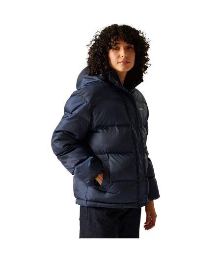 Womens/ladies Orla Kiely Flowers Quilted Oversized Jacket Navy Regatta