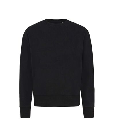 Unisex adult kruger recycled cotton crew neck relaxed fit sweatshirt black Iqoniq