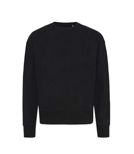 Unisex adult kruger recycled cotton crew neck relaxed fit sweatshirt black Iqoniq