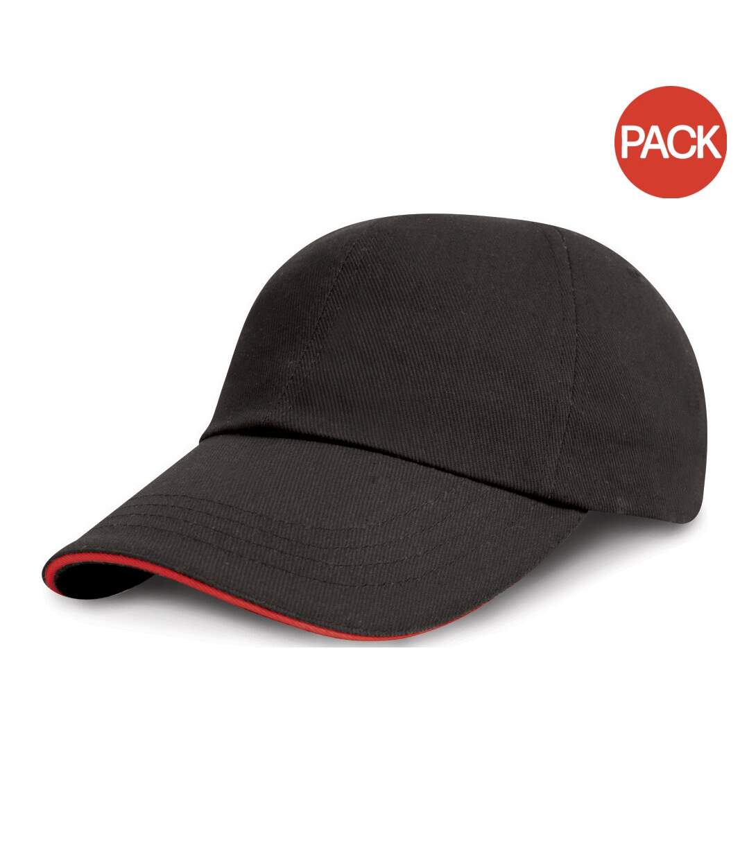 Lot de 2  casquettes unies adulte noir/rouge Result-1