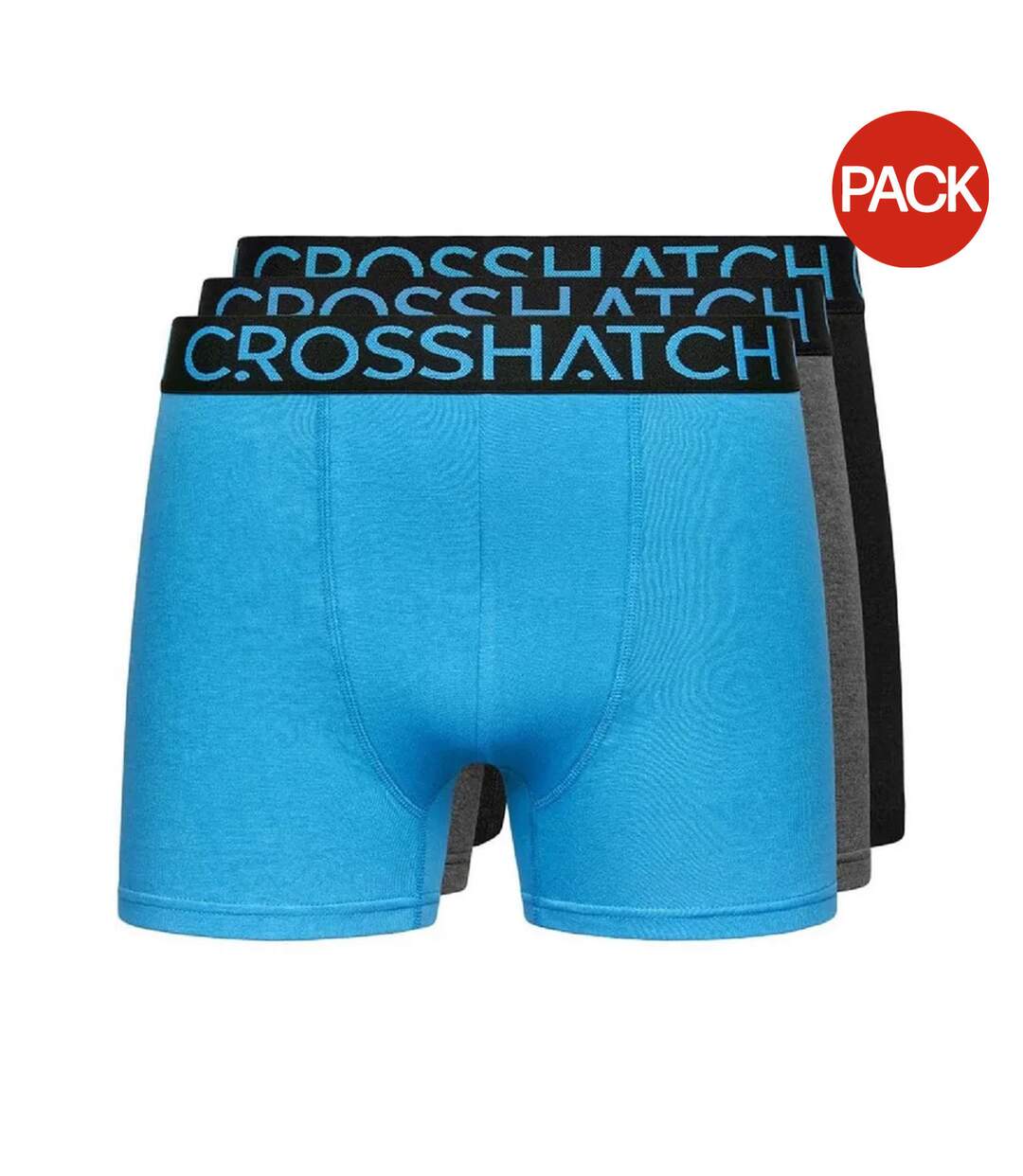 Pack Of 3  Mens Knightling Logo Boxer Briefs  Blue Black Crosshatch-1
