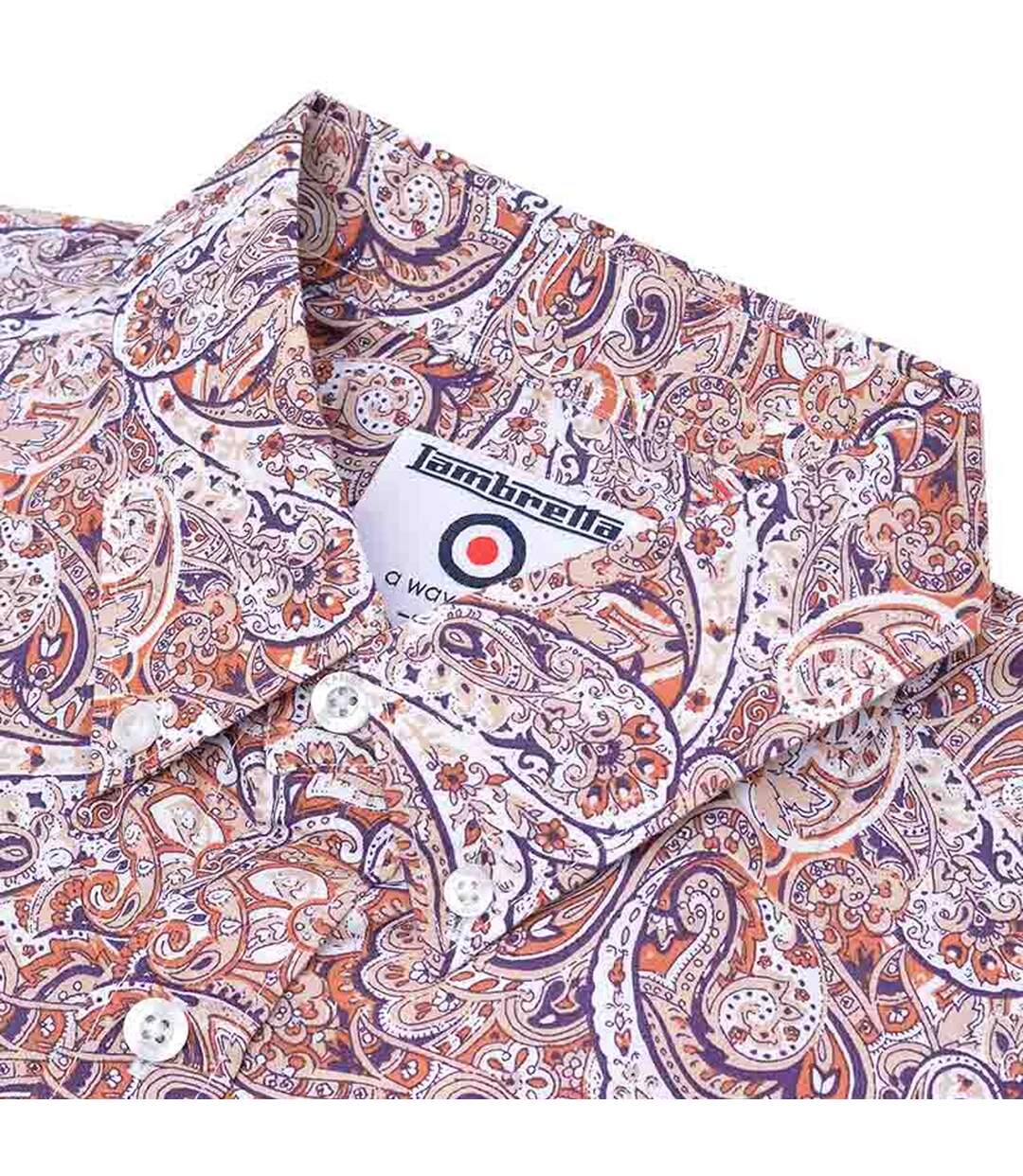 Chemise homme rouille / blanc Lambretta-3