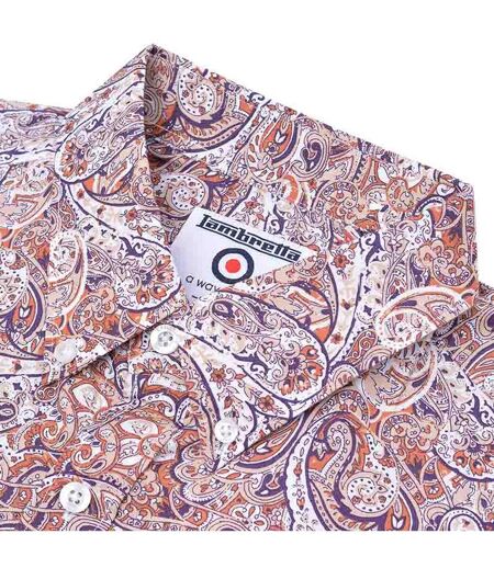 Chemise homme rouille / blanc Lambretta