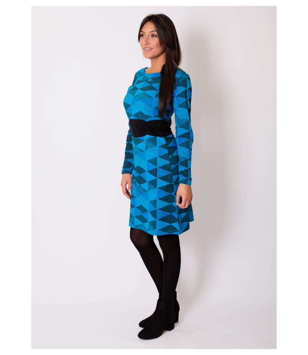 Robe en coton ceinturée TALAMANCA bleue Coton Du Monde