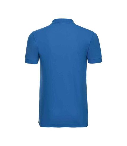 Mens stretch polo shirt azure blue Russell