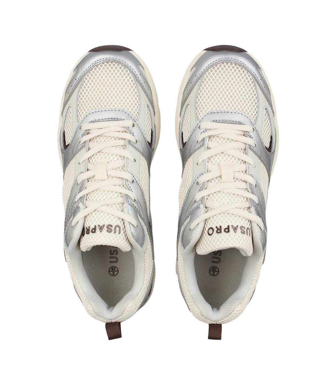 Womens/ladies Pro Mira Synthetic Leather Trainers Camel Silver USA Pro-3