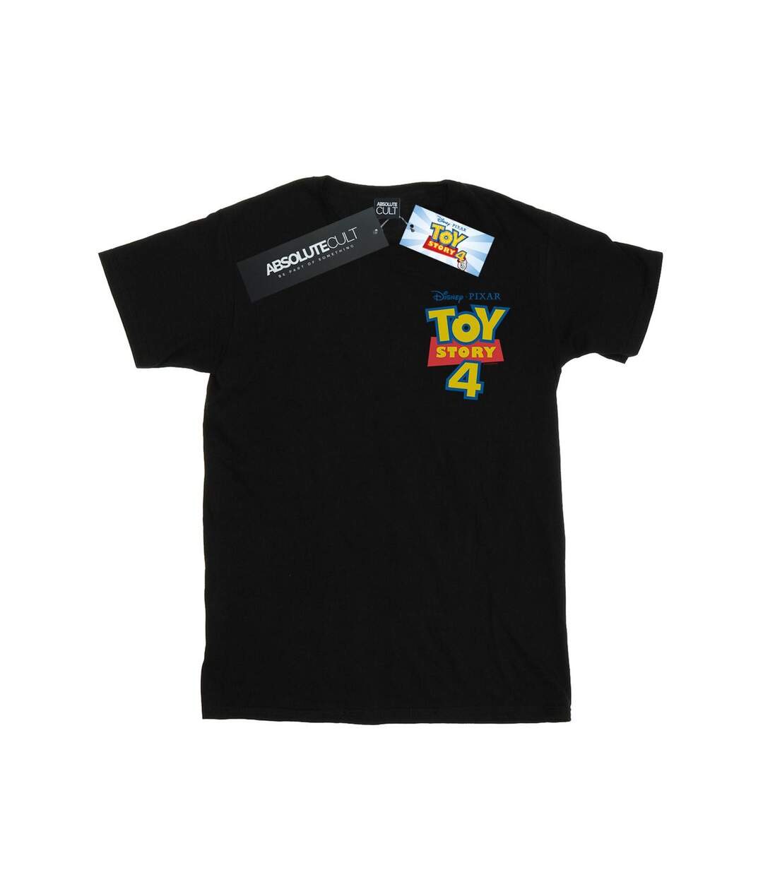 Disney Womens/Ladies Toy Story 4 Logo Breast Print Cotton Boyfriend T-Shirt (Noir) - UTBI46968-1