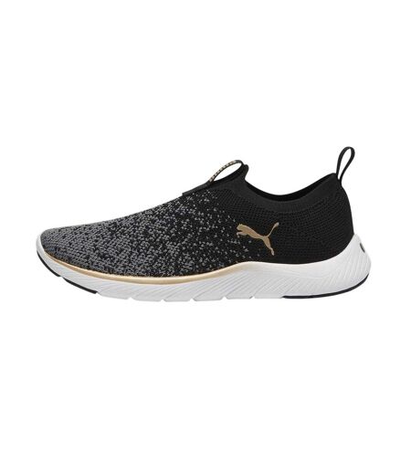 Womens/ladies Softride Remi Trainers Black White Gold Puma