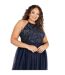 Womens/ladies Sequin Formal Midi Dress Navy Deluxe-3