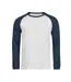 T-shirt Manches Longues Baseball Unlabeled Homme Blanc Bleu Foncé Tee Jays-1