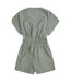 Womens/ladies linen wrap playsuit beige Animal-2