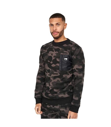 Mens velmax camo crew neck sweatshirt dark camo Crosshatch