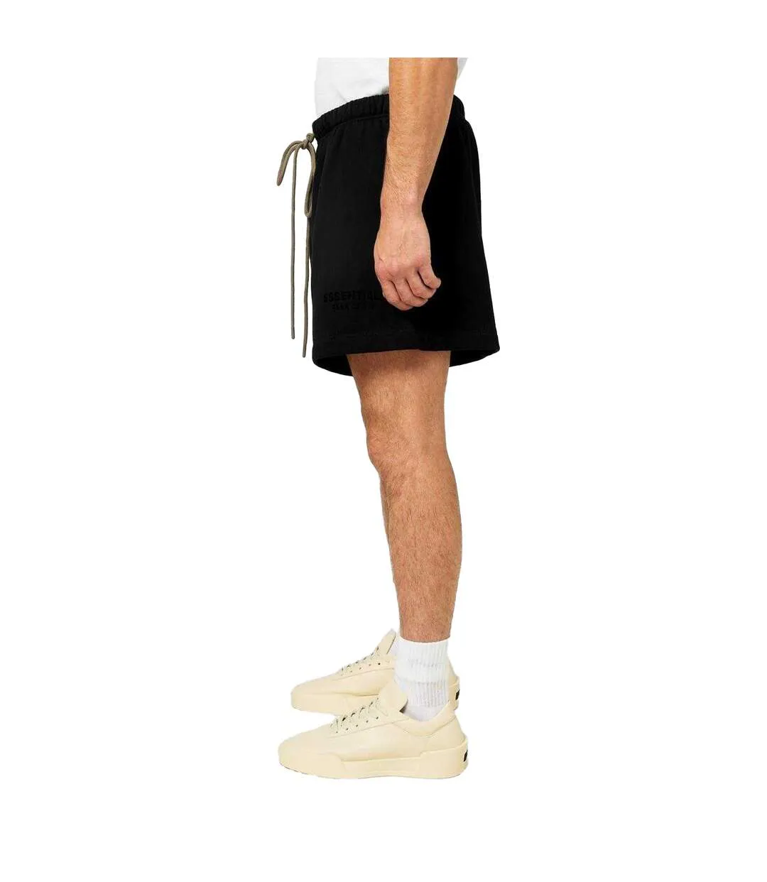 Mens Fleece Sweat Shorts Black Essentials-4