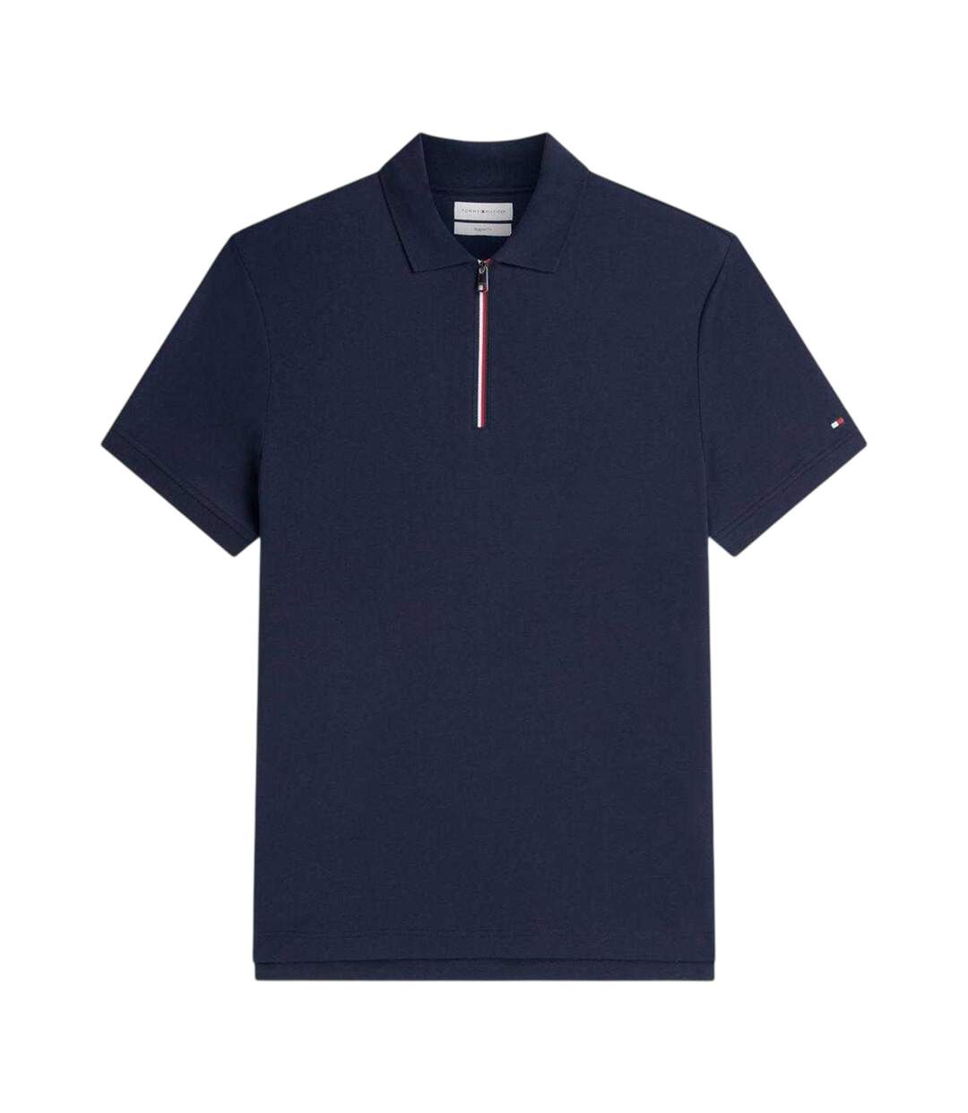 Mens Quarter Zip Regular Polo Shirt Desert Sky Tommy Hilfiger-2