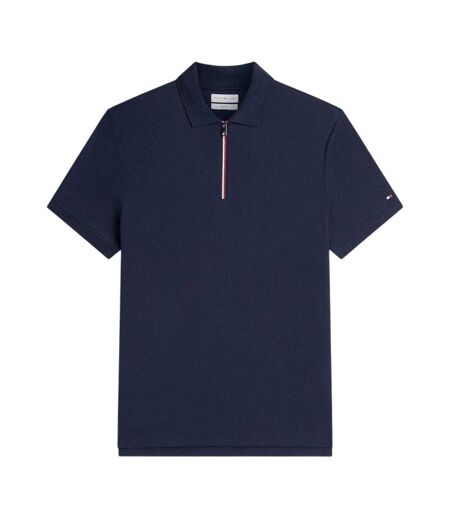 Mens Quarter Zip Regular Polo Shirt Desert Sky Tommy Hilfiger