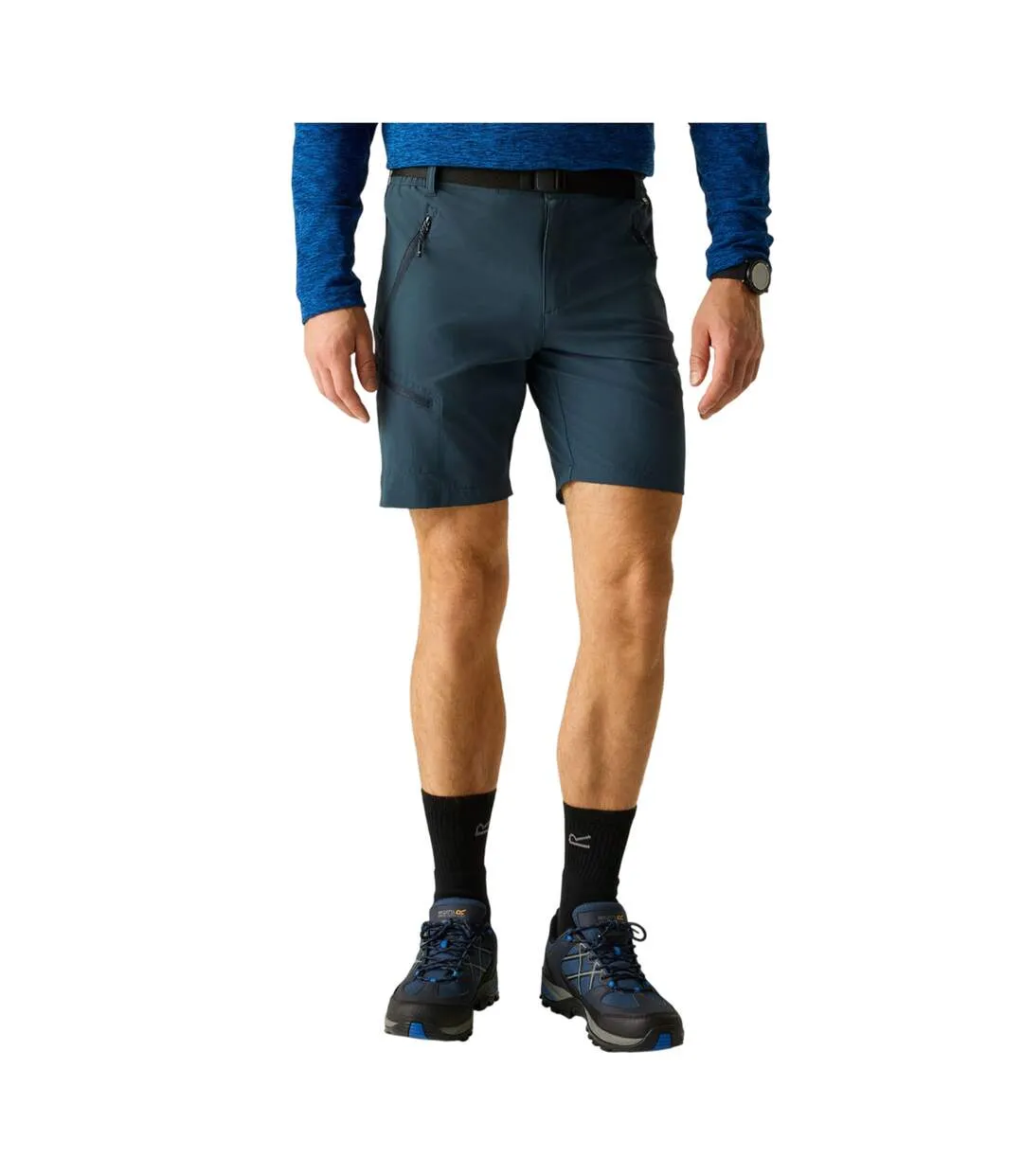 Short Uni À Taille Semi-élastiquée Et Ceinture Amovible Xert Homme Bleu Nuit Regatta-4