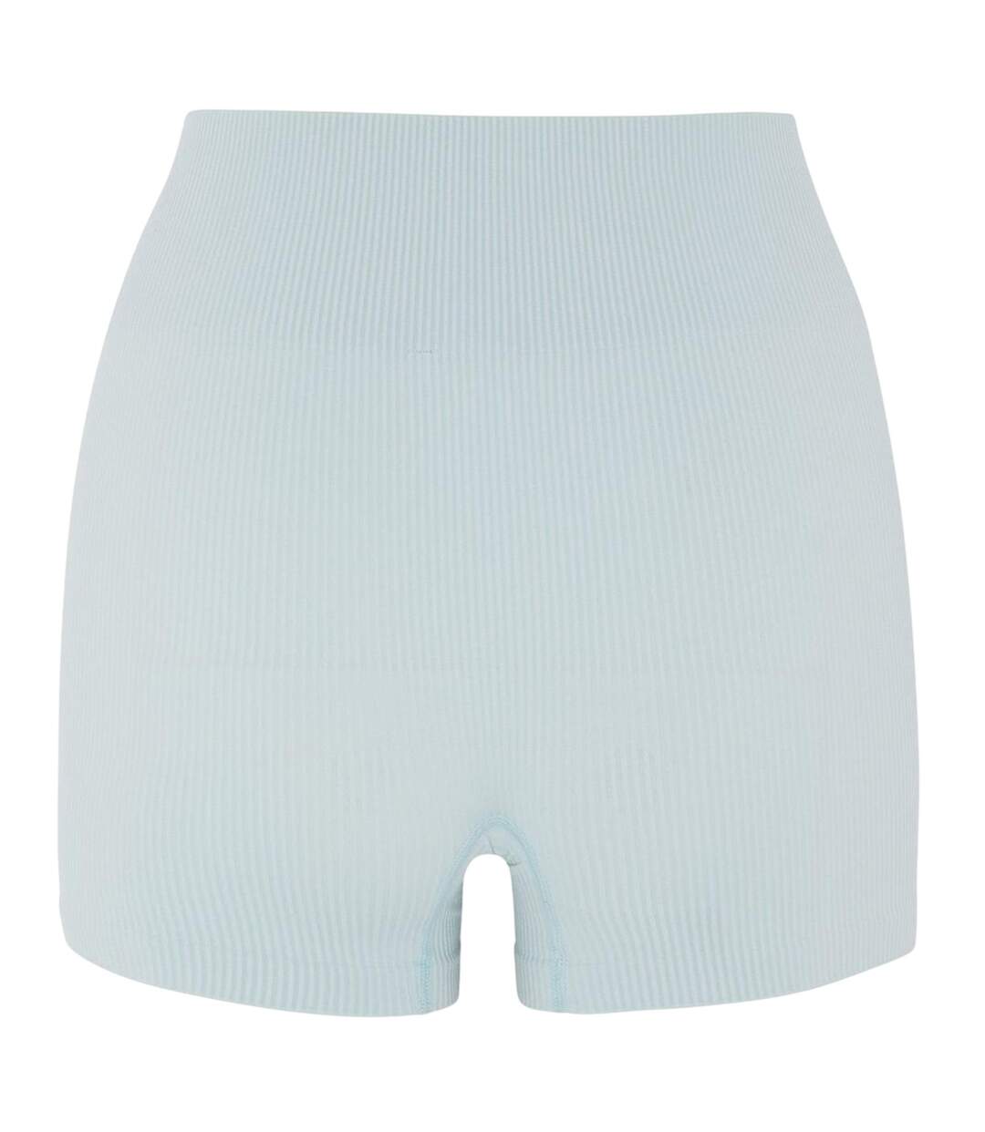Womens/ladies Ribbed High Waist Cycling Shorts Light Blue HIIT-2