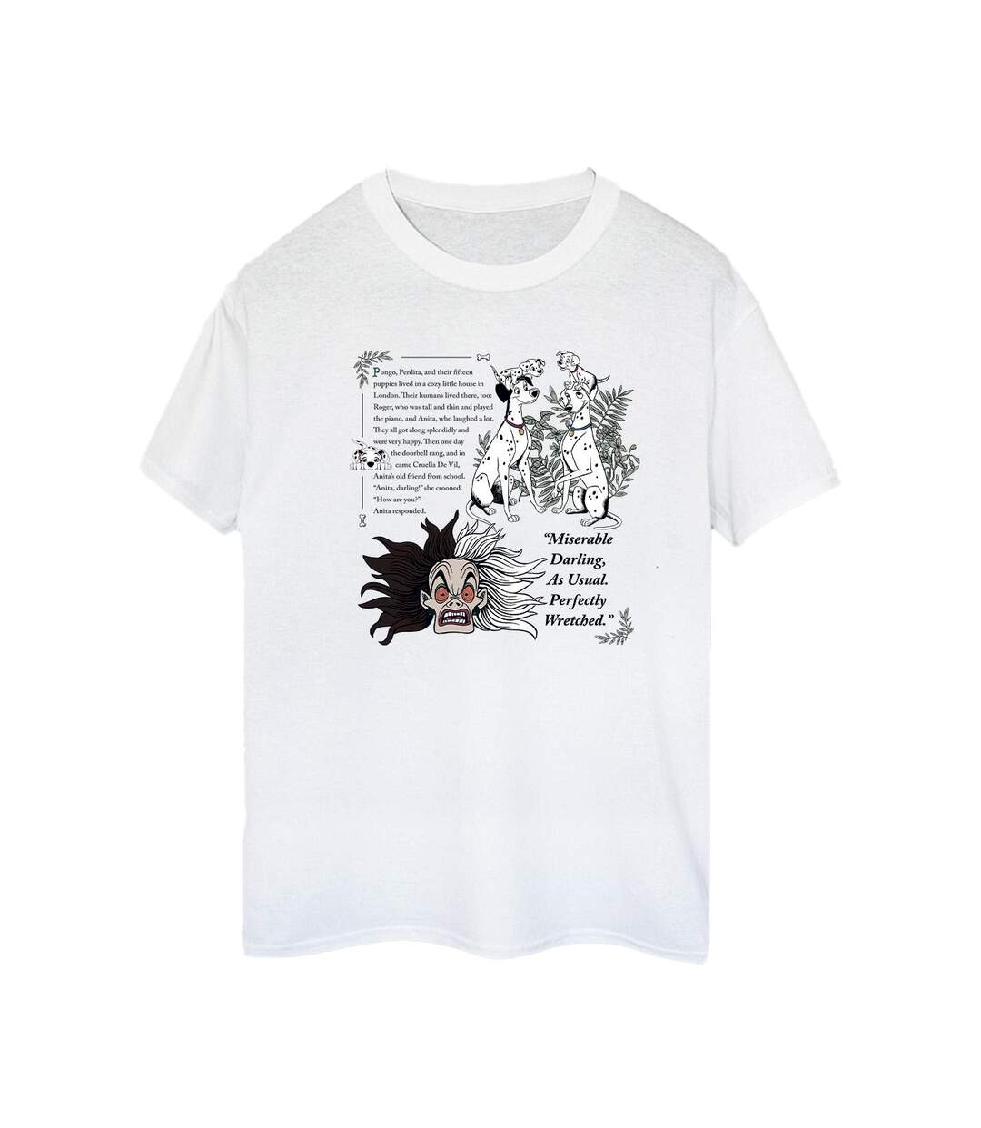 Disney Femme/Les femmes 101 Dalmatians Miserable Darling - T-shirt en coton avec petit ami (Blanc) - UTBI26050-1