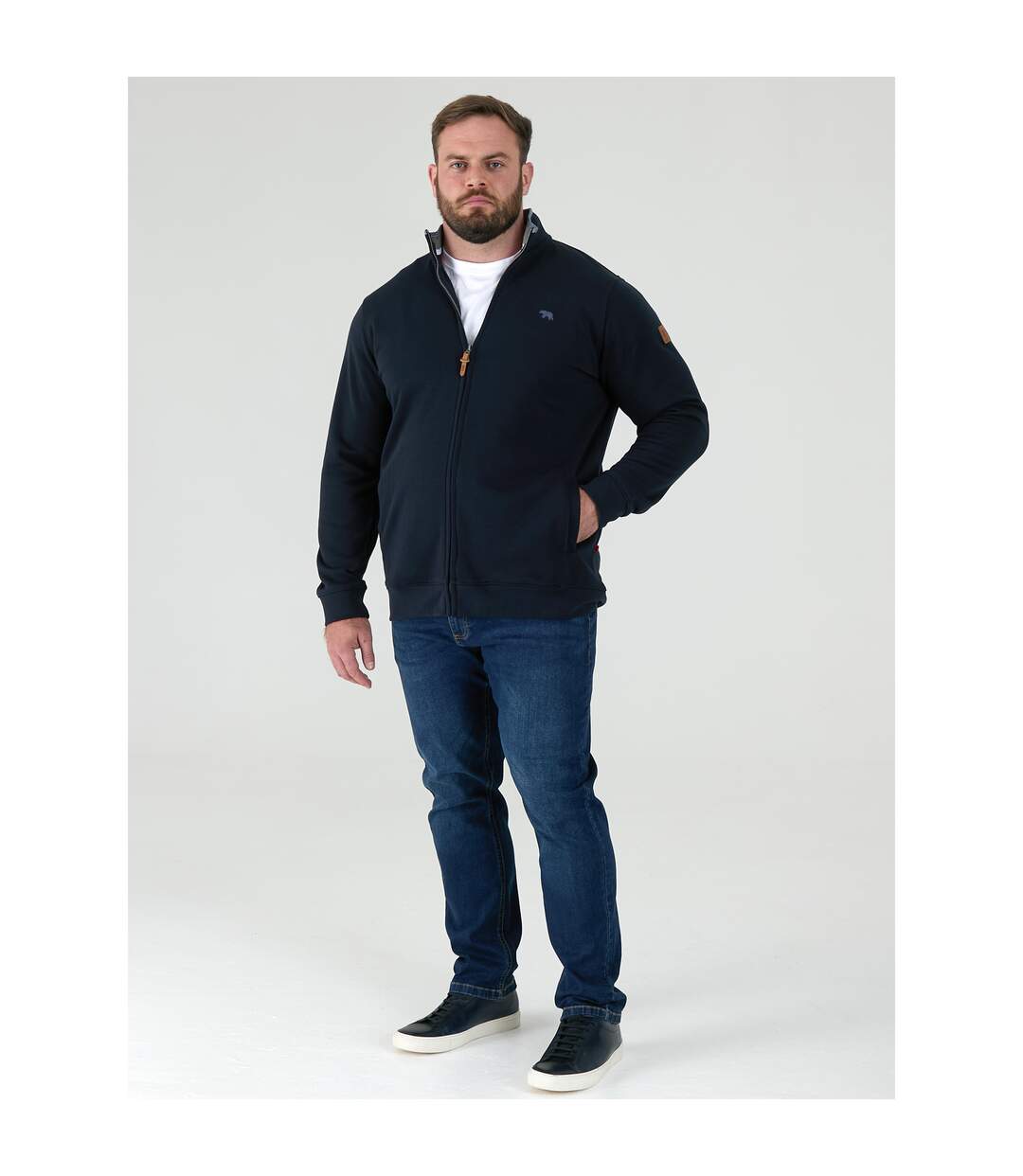 Mens D555 Johnson Embroidered Logo Kingsize Fleece Jacket Navy Duke-1