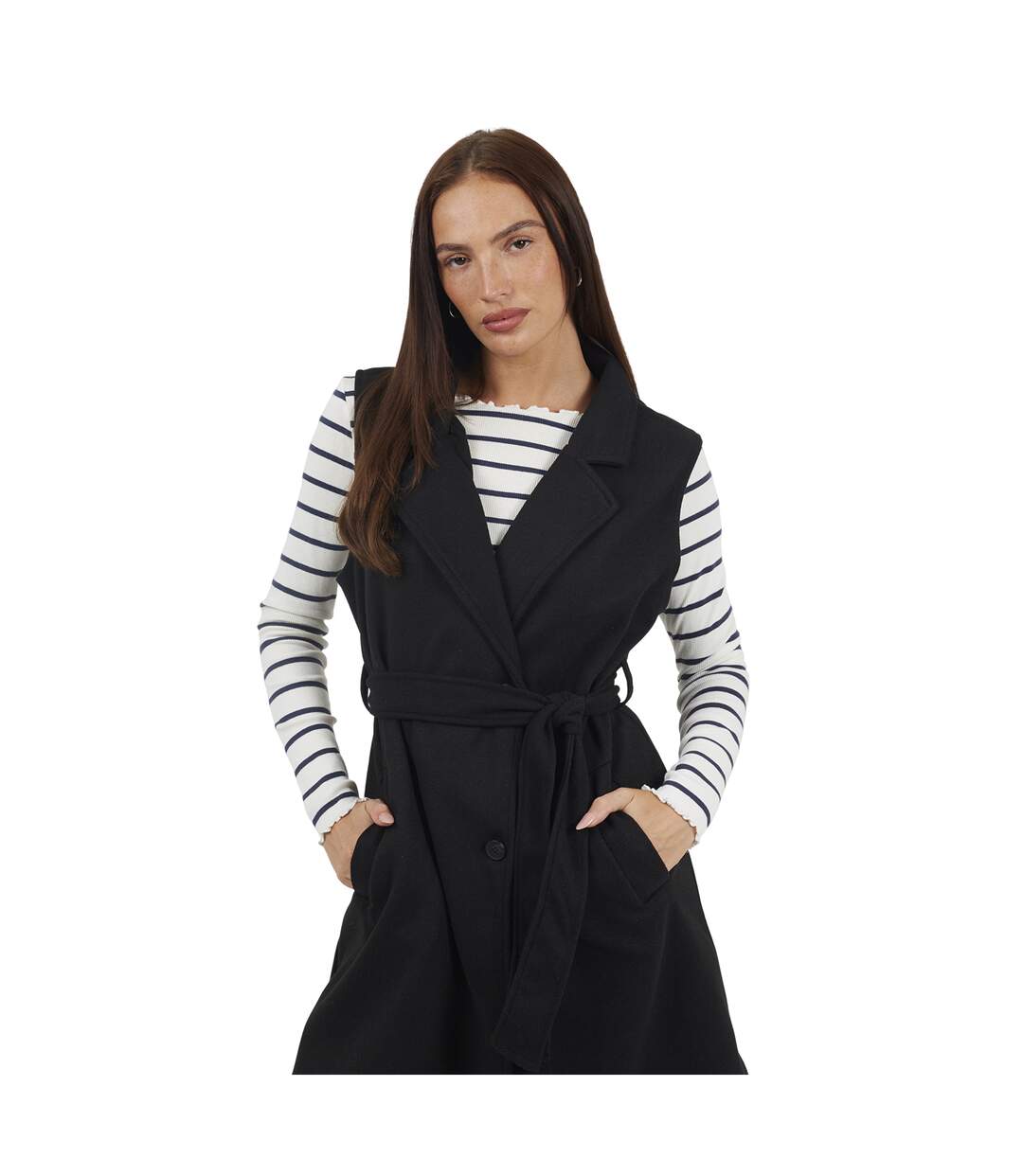 Trench Sans Manches Femme Noir Brave Soul-3