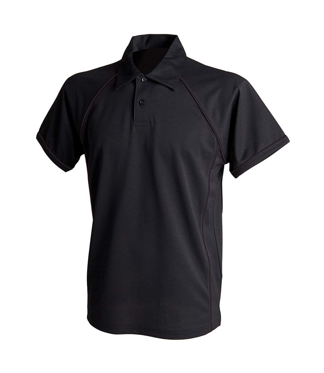 Mens piped performance polo shirt black Finden & Hales