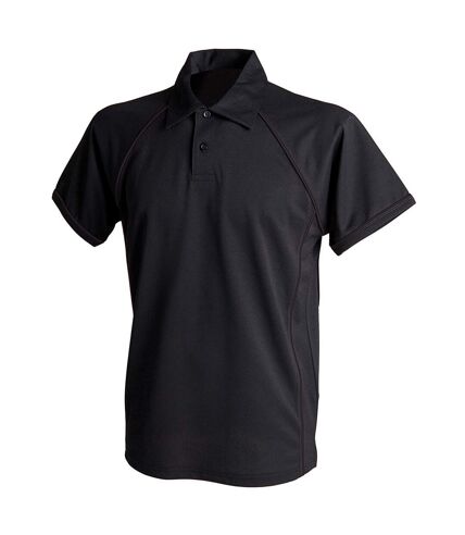 Finden & Hales Mens Piped Performance Polo Shirt (Black)