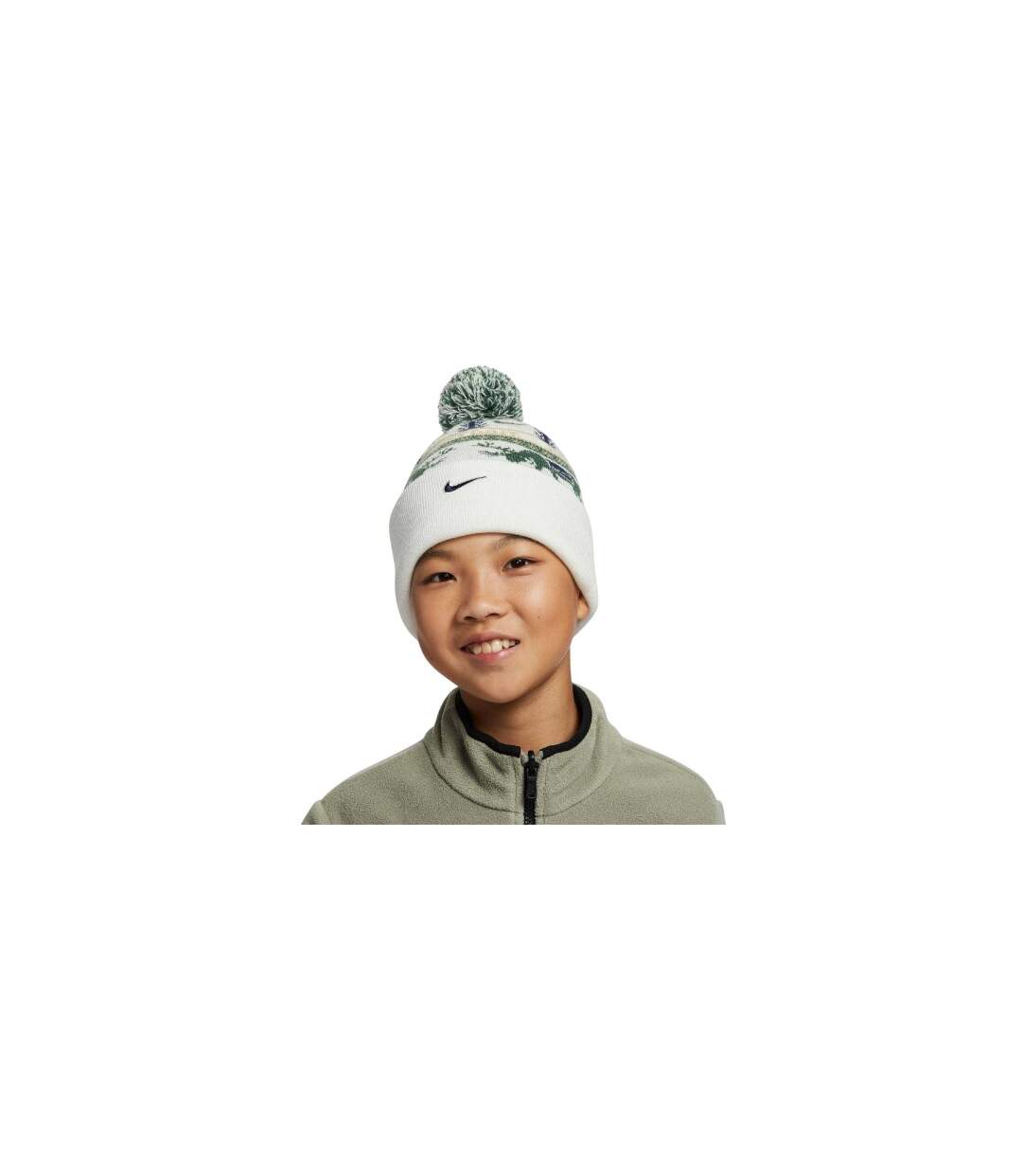 Peak Reindeer Bobble Hat White Fir Green Brown Nike-1