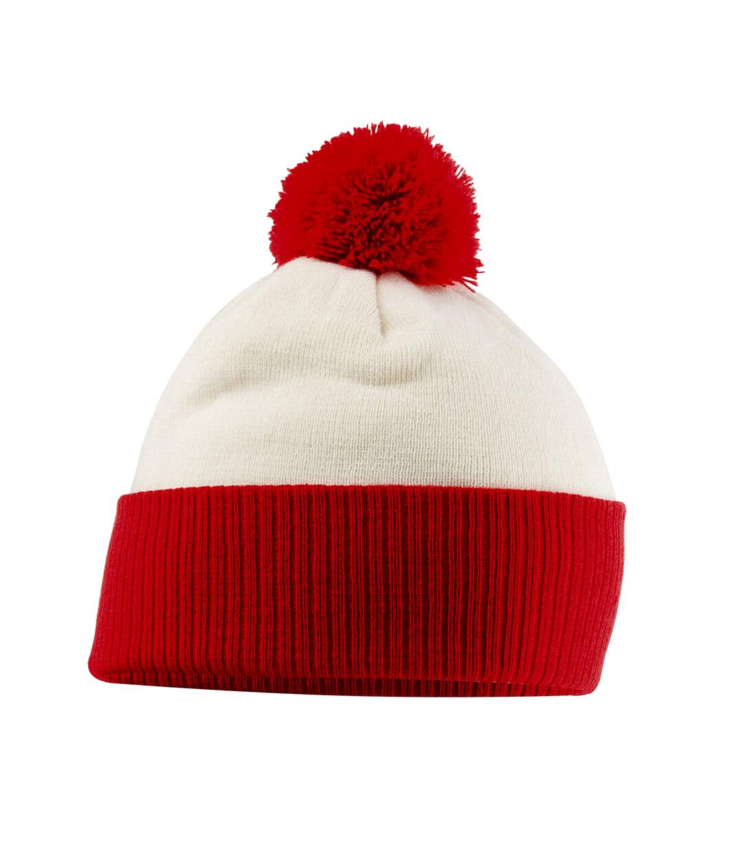 Bonnet snowstar adulte blanc cassé / rouge vif Beechfield-1