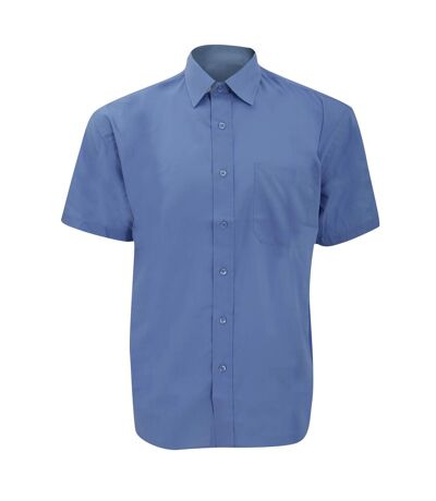 Russell Collection Mens Short Sleeve Poly-Cotton Easy Care Poplin Shirt (Corporate Blue)