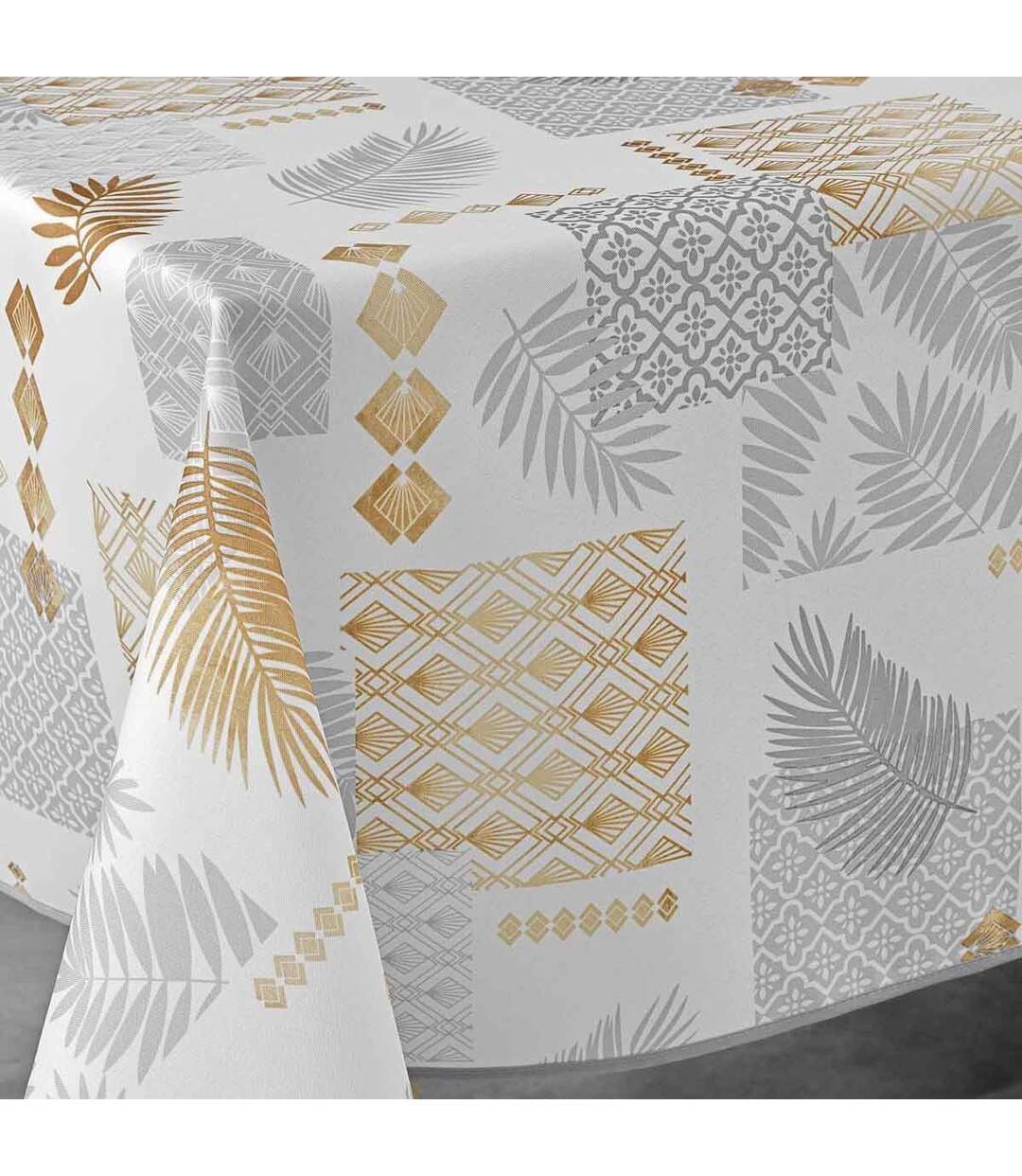 Nappe Imprimée Olenna 150x240cm Jaune & Blanc-2