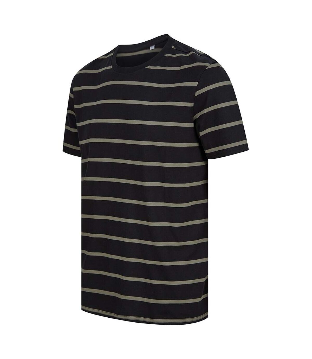 Front Row T-shirt unisexe rayé pour adultes (Noir/Khaki) - UTPC4776