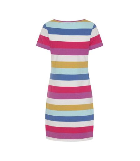 Womens/ladies Striped T-shirt Dress Multicoloured Lazy Jacks
