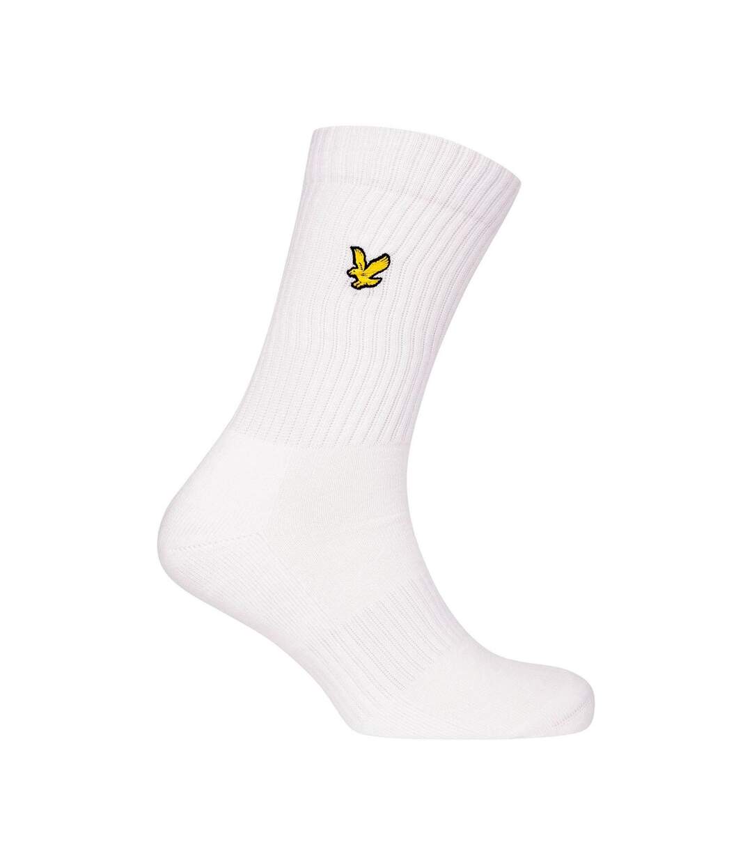 Pack Of 3  Mens Embroidered Logo Crew Socks  Bright White Lyle & Scott-2