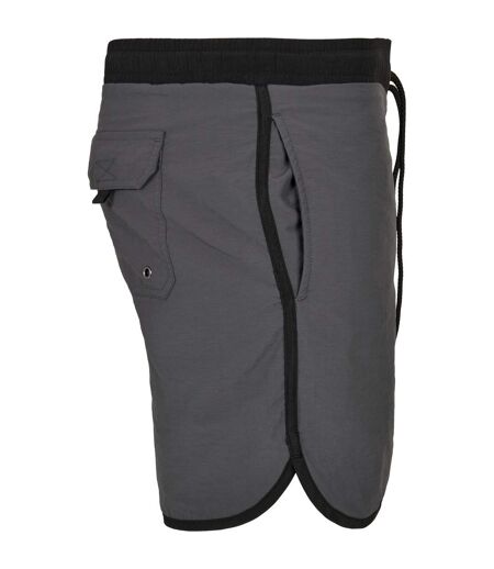 Short De Bain Motif/style Rétro Homme Noir Gris Foncé Urban Classics