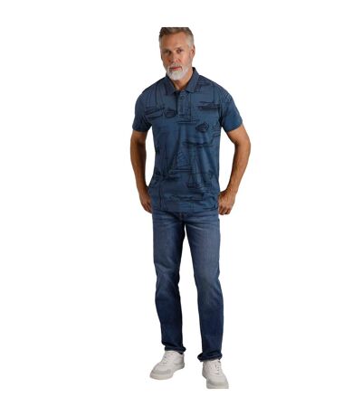 Mens Sarat Sailboat Organic Cotton Polo Shirt Ensign Blue Weird Fish