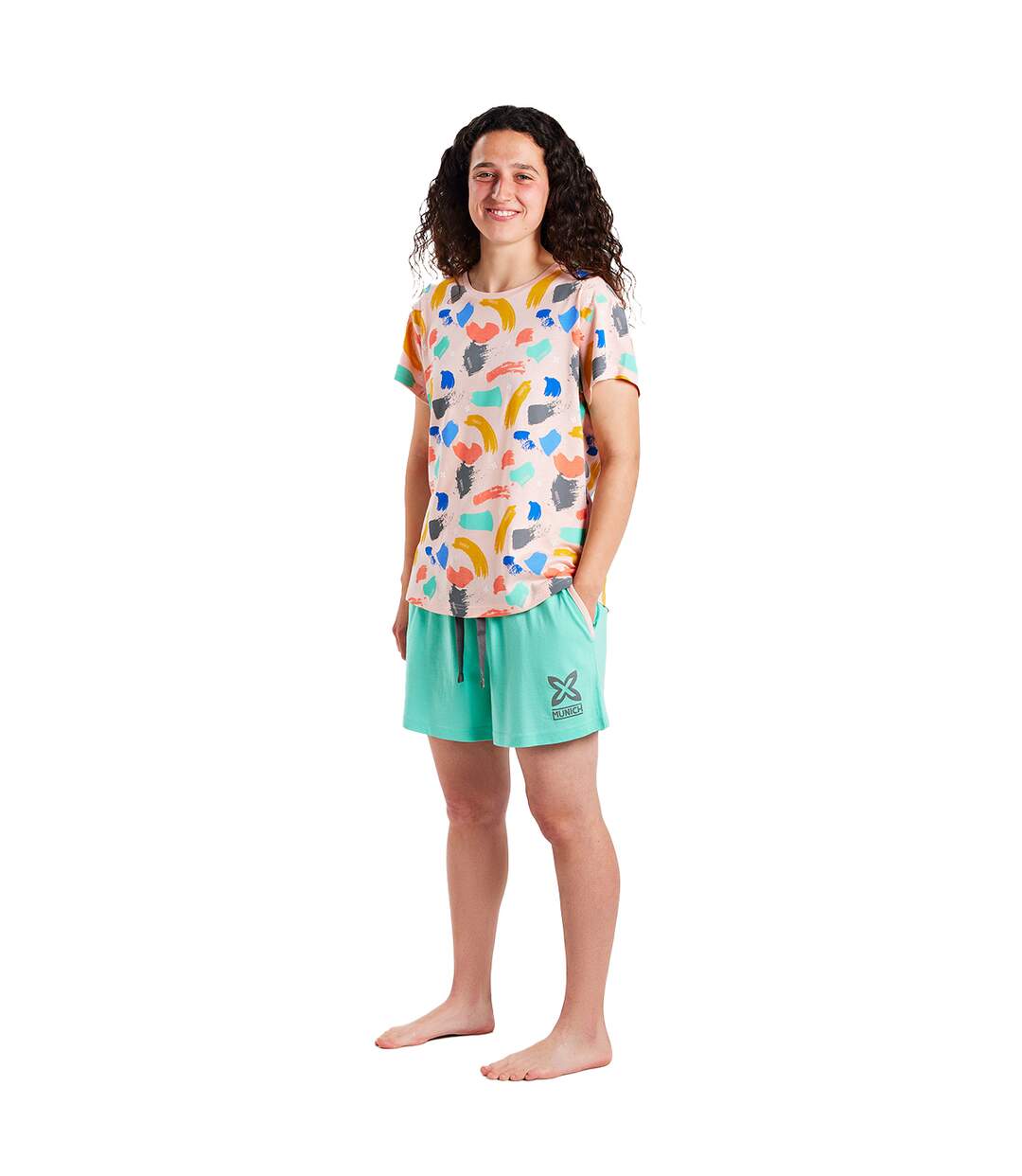 Women's short-sleeved and round neck pajamas MUEH0101-1