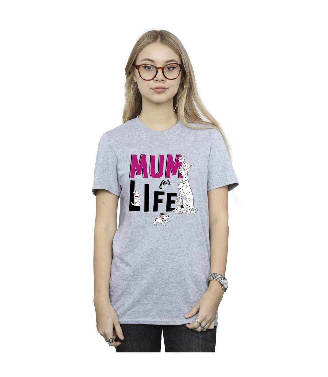 Disney Femme/Les femmes 101 Dalmatians Mum For Life - T-shirt boyfriend en coton (Gris sportif) - UTBI26068-2