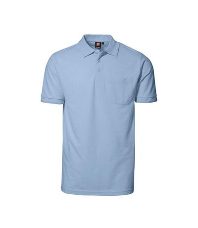 ID Mens Pro Wear Short Sleeve Regular Fitting Polo Shirt With Pocket (Light blue) - UTID172