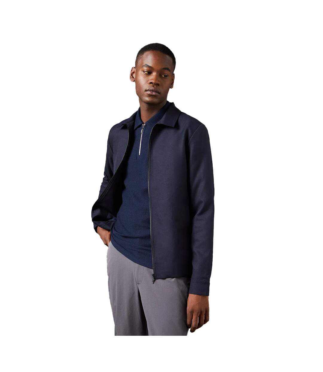 Mens wool blend harrington jacket navy Burton-3