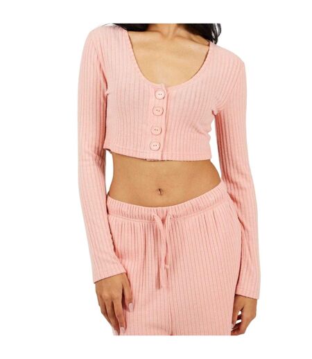 Womens/ladies Ribbed Loungewear Set Dusty Pink Brave Soul