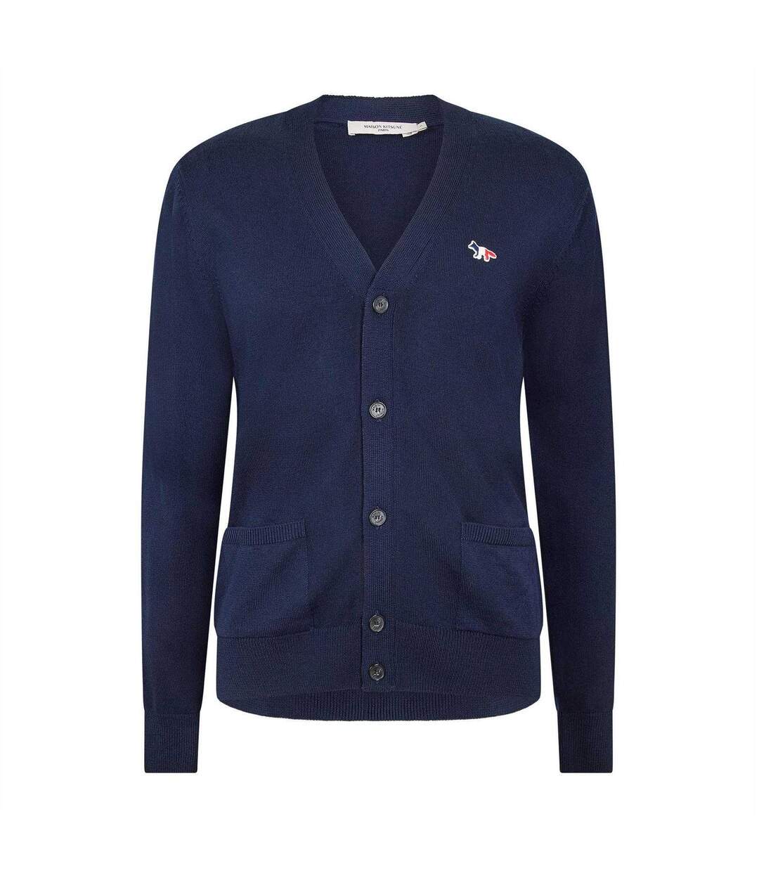 Cardigan Motif/style Écusson Brodé Adulte Bleu Marine Maison Kitsuné-1