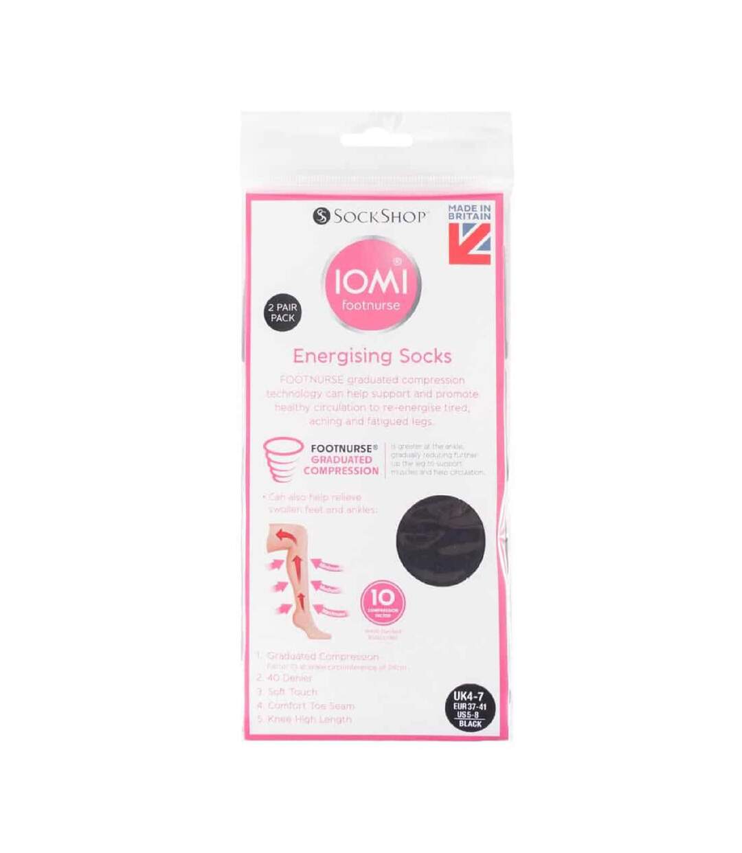 2 Pack Ladies 40 Denier Compression Knee High Energising Socks-2