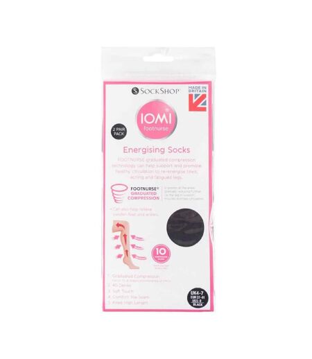 2 Pack Ladies 40 Denier Compression Knee High Energising Socks