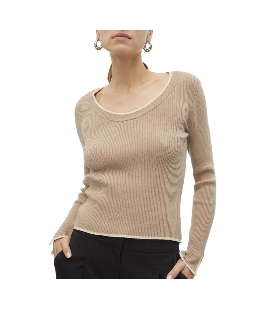 Pull beige femme vero moda joan-1
