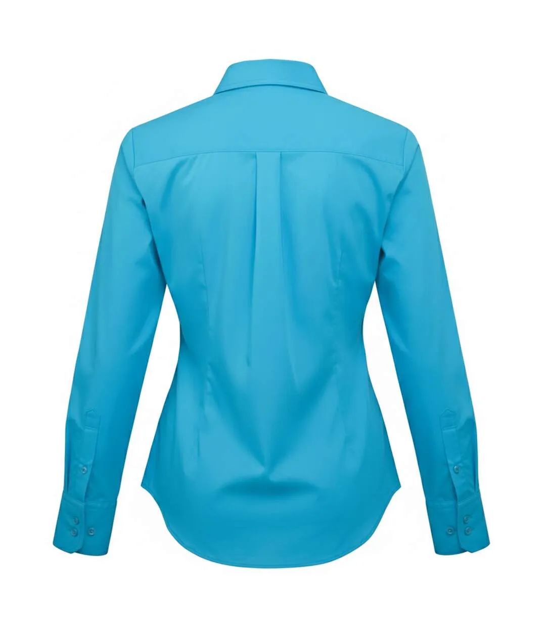 Womens/ladies Poplin Long-sleeved Blouse Turquoise Premier-2