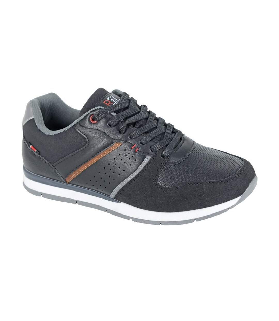 Mens contrast detail lace up trainers black R21